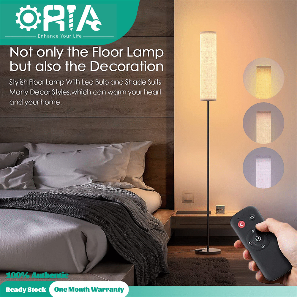 ORIA Floor Lamp for Living Room with 4 Color Temperatures Setting and RGB Lights 12W Modern Standing Lamp Tall Lamp with Timer for Home Bedrooms Office (Lampshade Included)