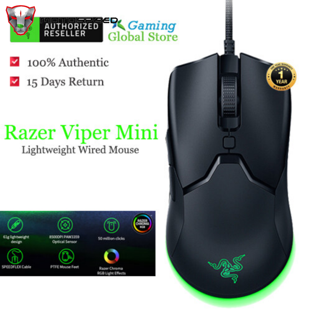 Razer Viper Mini 61G Trọng Lượng Nhẹ Chuột Có Dây 8500 Dpi PAW3359 Cảm Biến Quang Chroma Chuột Chơi Game RGB Chuột SPEEDFLEX Cáp