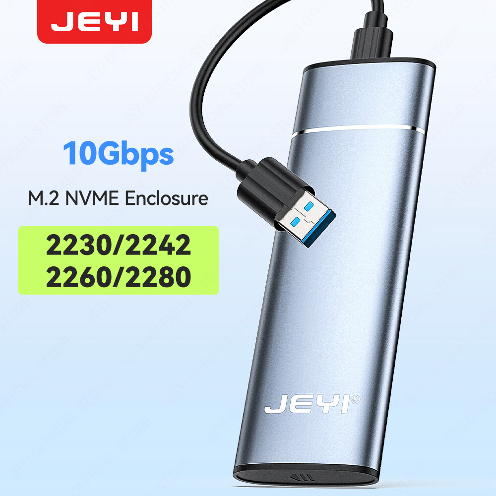 Jeyi nhôm M.2 NVMe ổ SSD SATA Bộ chuyển đổi có vỏ bao, USB 3.2 Gen 2 (10 gbps) để NVMe m-key/(B + M) Key SSD vỏ ngoài cắt cho NVMe SSD 2242/2260/2280