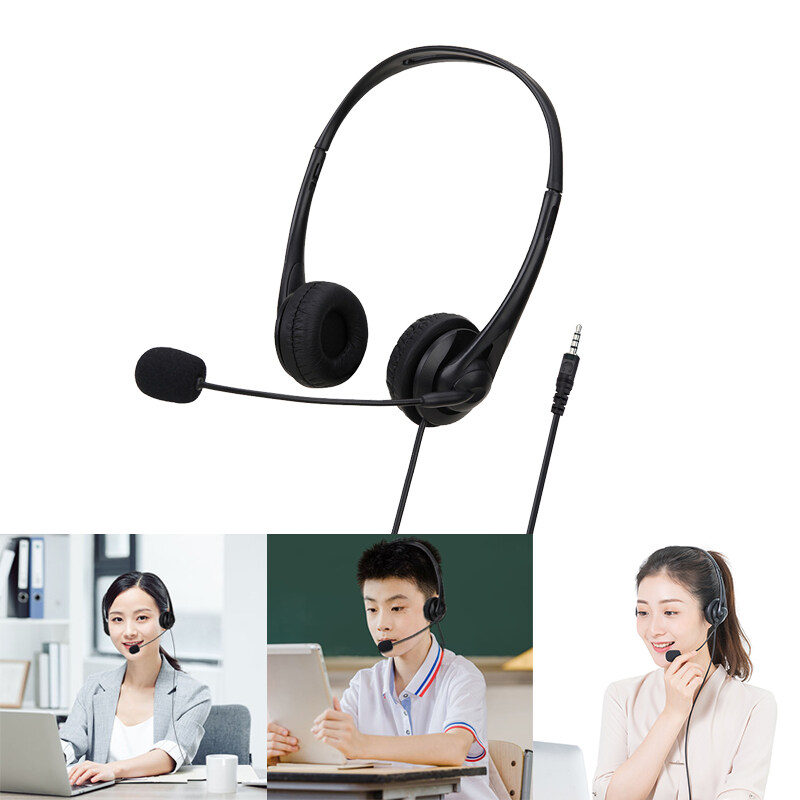 【YIDEA HONGKONG 3.5mm Computer Headset with Microphone Noise Cancelling Head-mounted Headphone Wired Call Center Headsets for Business Call Center