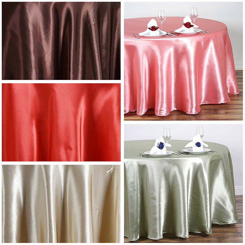 Shicheng 1 khăn trải bàn tiệc cưới bằng lụa satin hình tròn 145cm khăn trải bàn phong cách sang trọng 10 màu trơn để trang trí
