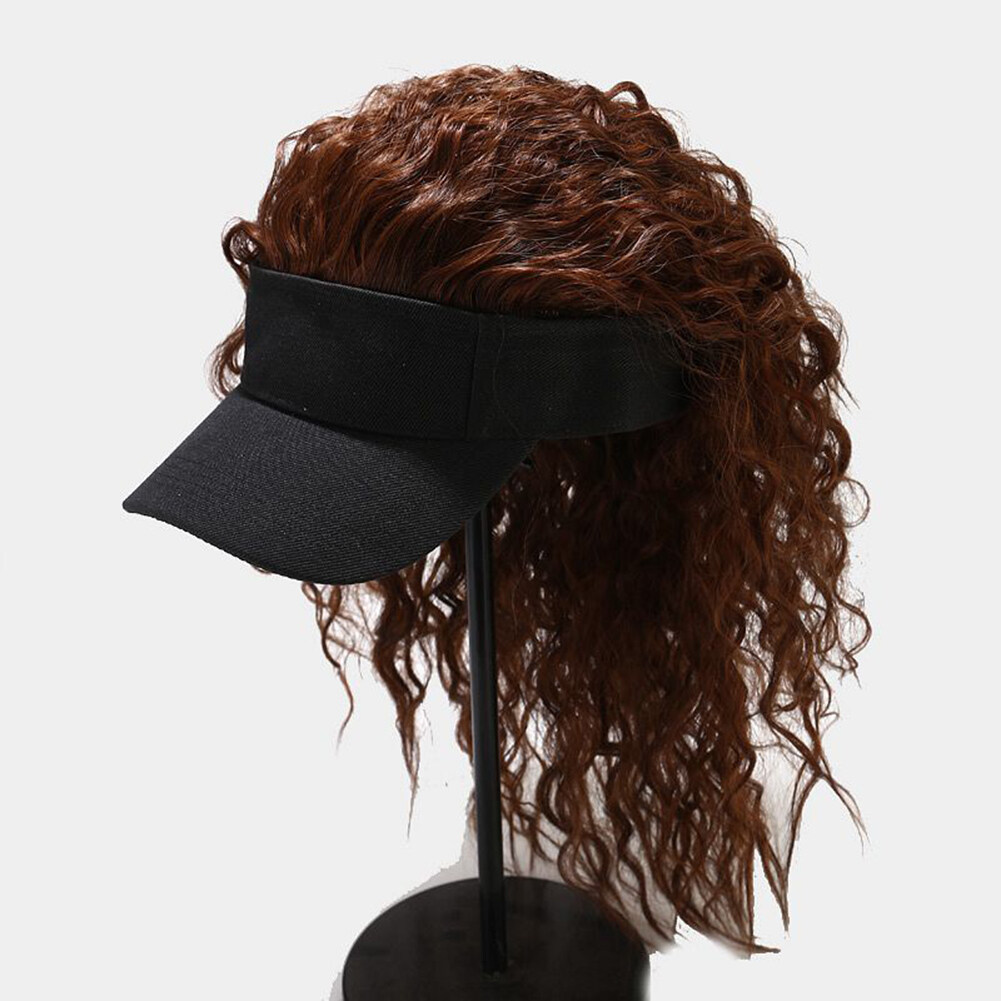 visor hat with hair attached