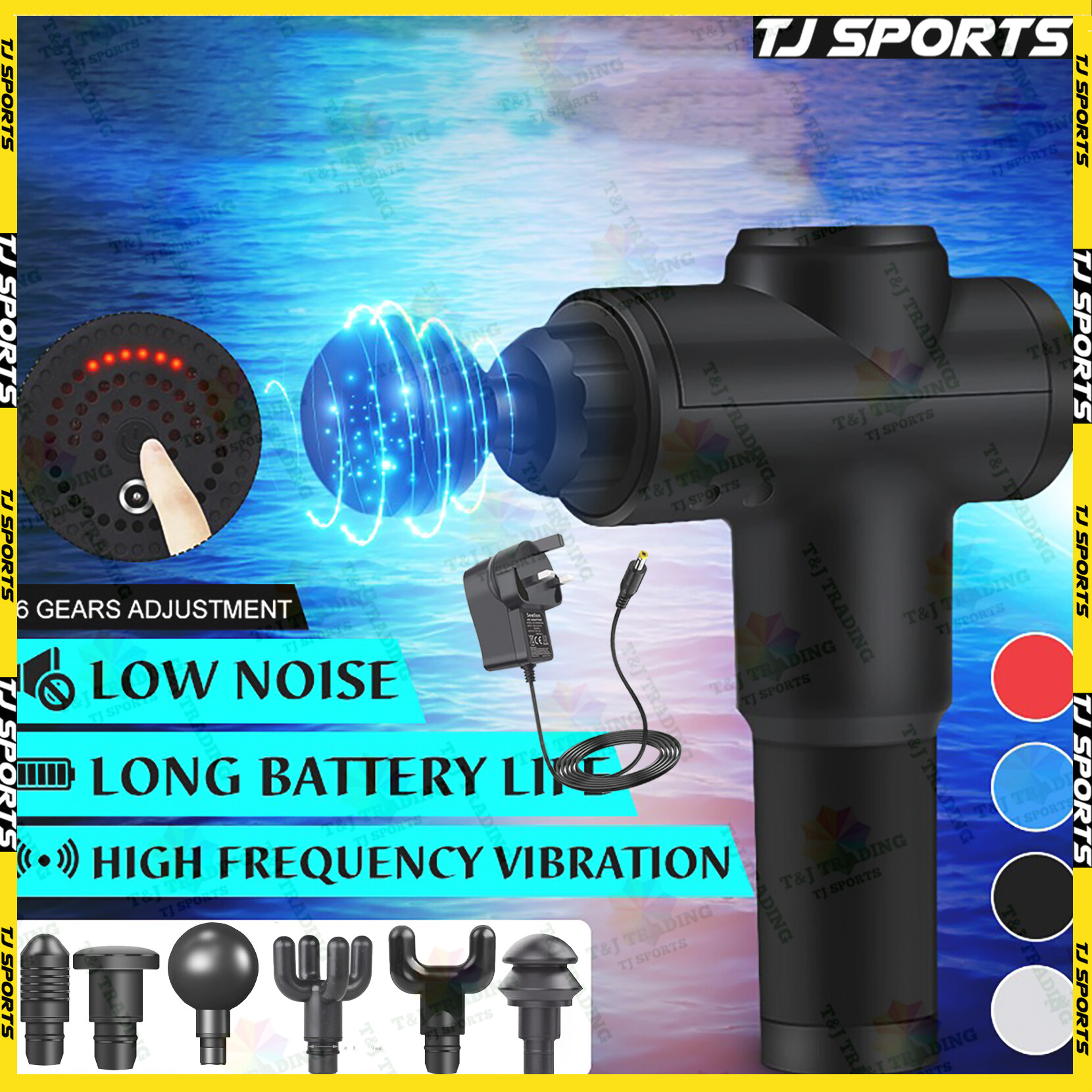 Gambar Portable 6 Speed   6 Massage Head Massage Gun Percussive High Frequency Vibration Muscle Massage Gun New Model TJ SPORTS
