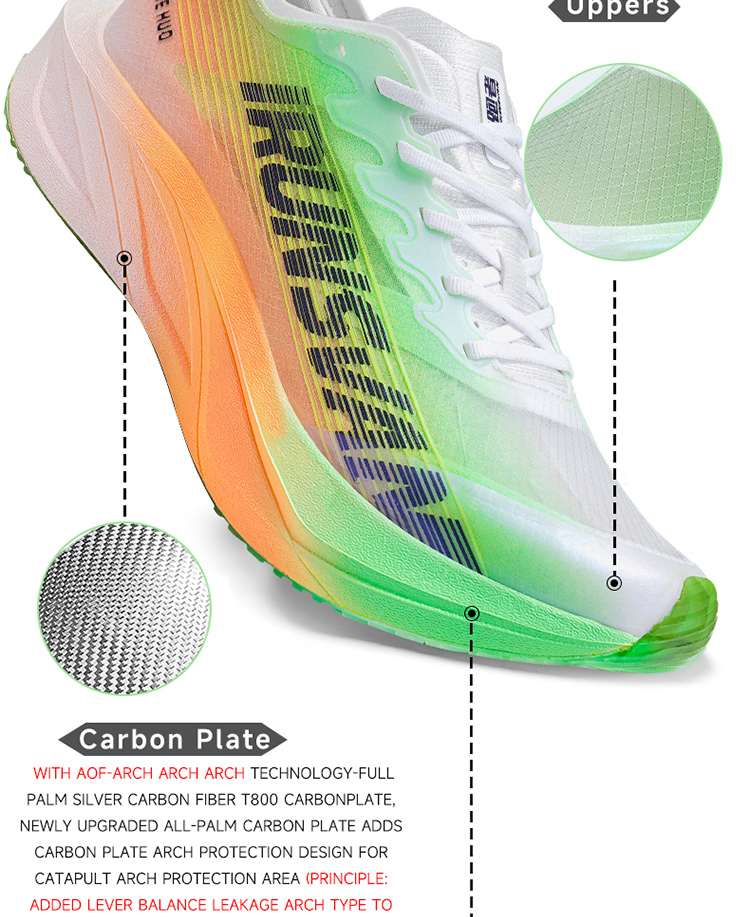 IRUNSVAN Heat 2.0 professional marathon running shoes men full length carbon fiber board sports shoes women ultra light breathable shock-absorbing long-distance running training shoes 24066 · v6