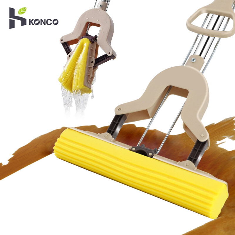 Konco Sponge Mop Collodion Sponge Mops Floor Cleaning Mop Folding Absorbing Squeeze Water Glue Cotton Mop Household Cleaning Tools ราคา 260 บาท*ส่งฟรี