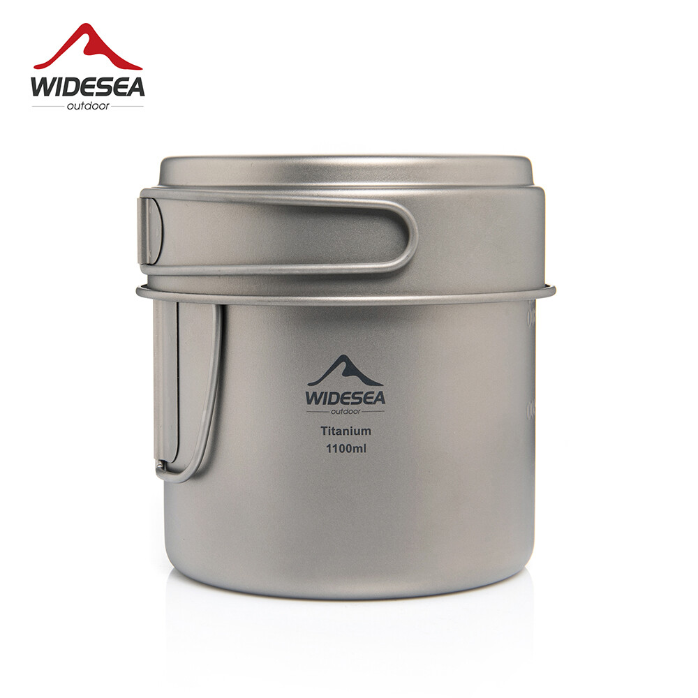 Widesea Nồi cắm trại Chảo titan Cốc nấu ăn ngoài trời Tay cầm gấp Bát súp Dụng cụ nấu ăn di động siêu nhẹ Đi bộ đường dài Đồ dùng dã ngoại