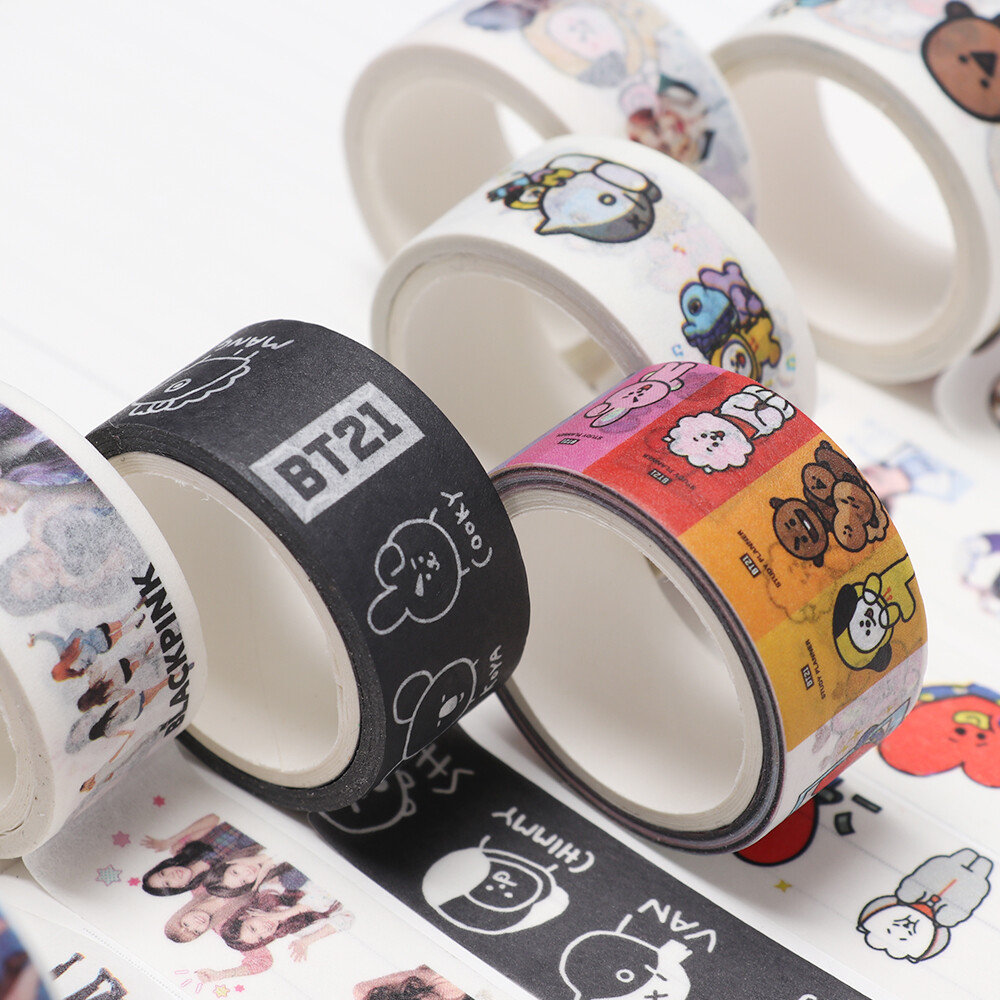 1 Băng Dính BTS BT21 5M Giấy Miếng Dán Sổ Lưu Niệm Miếng Dán Giấy Nhật Ký Làm Sổ Lưu Niệm Tự Làm TWICE Blackpink