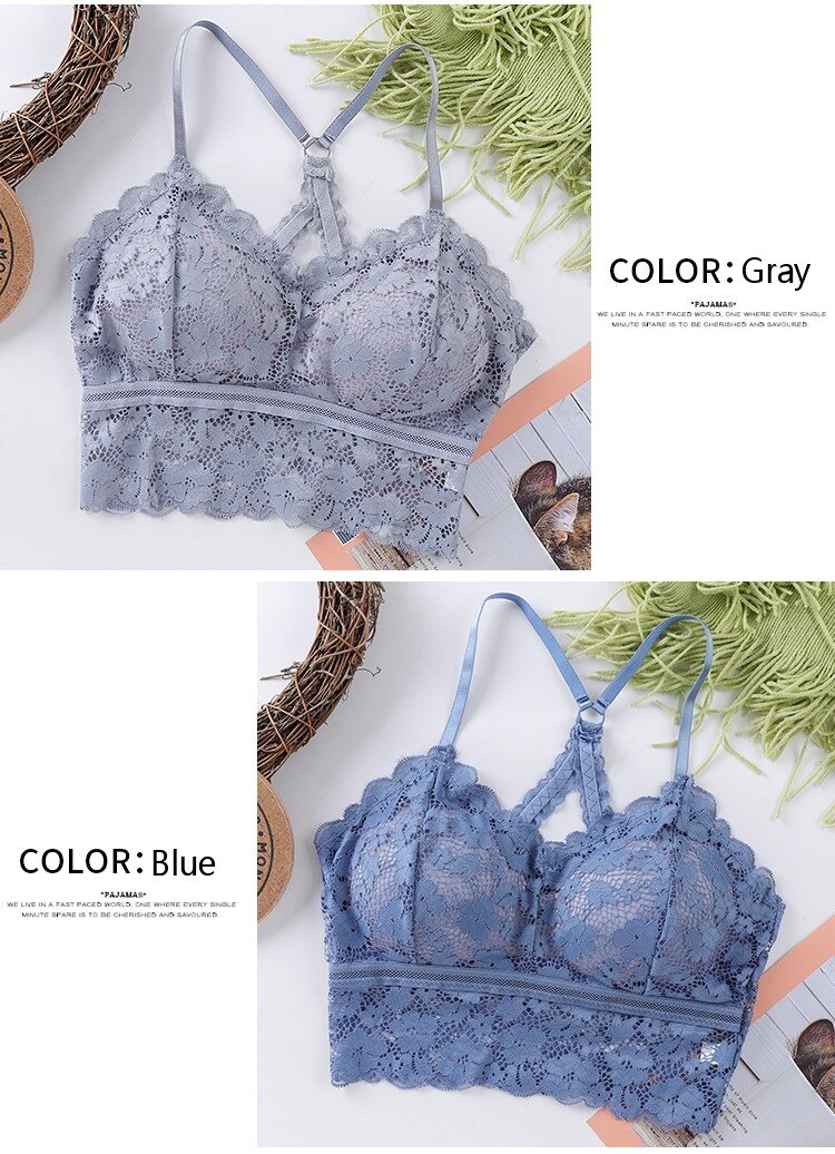 Women Sexy Lace Bra Female Bralette Push Up Seamless Tube Sleep Dormir Tops  Plus Size Lingerie Underwear Brassieres (Color : Blue, Cup Size : One