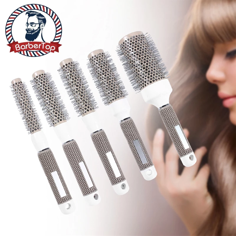 Lược chải tóc ion gốm cho thợ cắt tóc bàn chải tóc chuyên nghiệp cho salon bàn chải tạo kiểu tóc lược tròn dụng cụ uốn tóc xoăn
