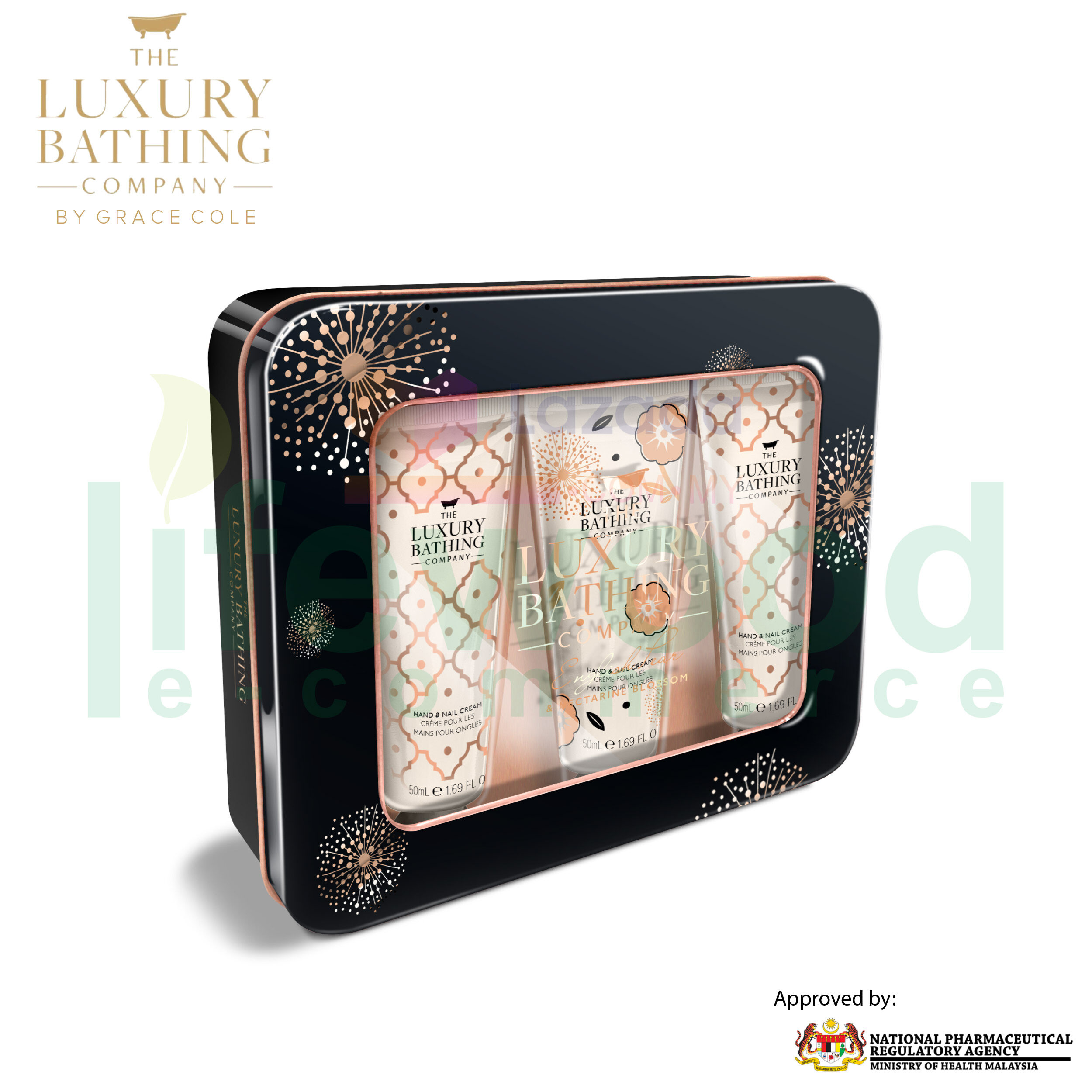 Gambar THE LUXURY BATHING COMPANY Little Luxuries Reusable tin with 3 x 50ml Hand   Nail Cream