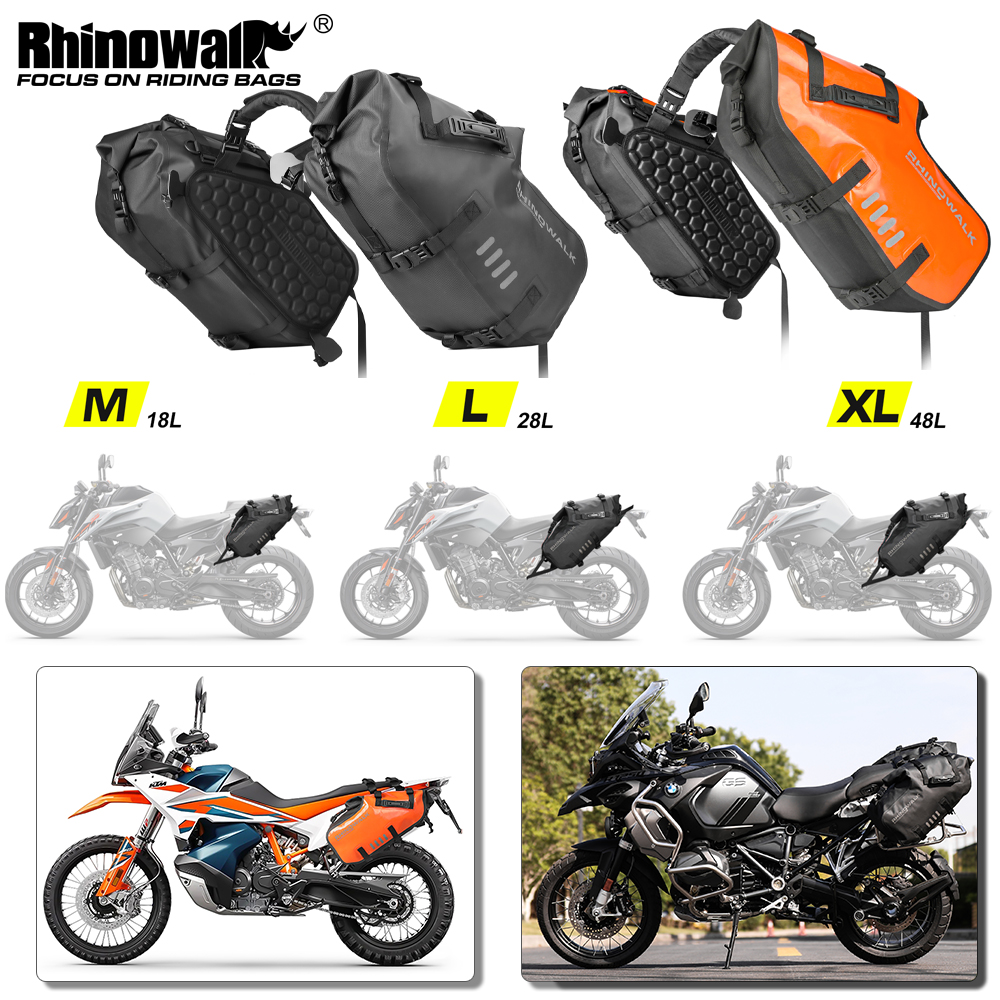Rhinowalk Motorcycle Side Bag 100% Waterproof 2 Pcs Set Pannier Bag 18L 28L 48L Large Capacity Two Colors Wear-Resistant Cycling Travel Storage Shoulder Bag For Adv Street Racing Heavy Cruise Off-Road Climbing Motorcycle Giá 4,155,170 Đồng*Miễn phí vận chuyển