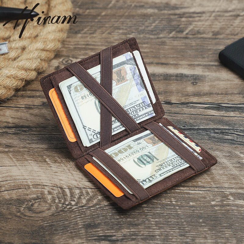 Hiram da thật mini ma thuật ví cho nam rfid slim ví đựng thẻ ví kẹp tiền ví đựng xu siêu mỏng ví nhỏ ví cho nam quà tặng