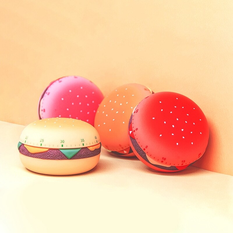 Gambar LBER Reminder Alarm Clock Cartoon Cute Burger Shape Digital Timer Kitchen Cooking Countdown Multifunctional