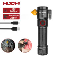 Mijomi Flashlight A3/A3R Compact Size Industrial Torch with 161m Beam Distance Osram LED 1500mAh 18650 Type C Rechargeable Industrial worklight Easy Control 3 Lighting Modes IPX4Waterproof Torch Light Lamp