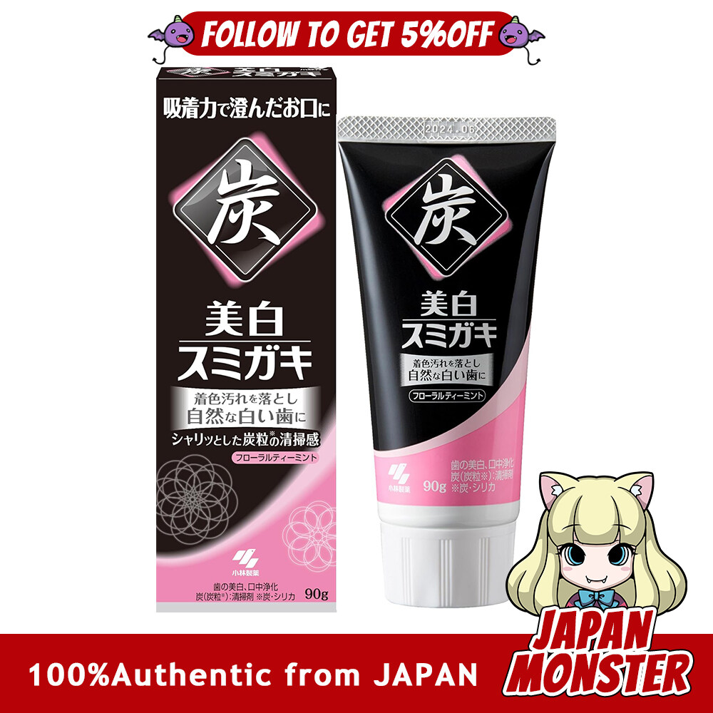 Kobayashi Whitening toothpaste with charcoal granules charcoal and silica tooth whitening toothpaste floral tea mint scent 90g Japan