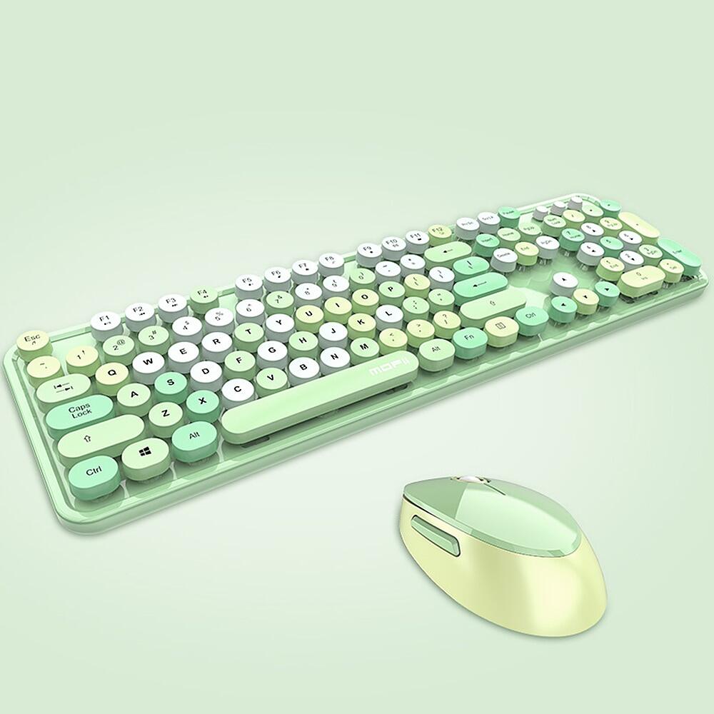 [bán chạy] mofii combo chuột bàn phím ngọt ngào bộ chuột bàn phím không dây 2.4g màu hỗn hợp nắp phím treo tròn cho máy tính xách tay màu xanh dương 17