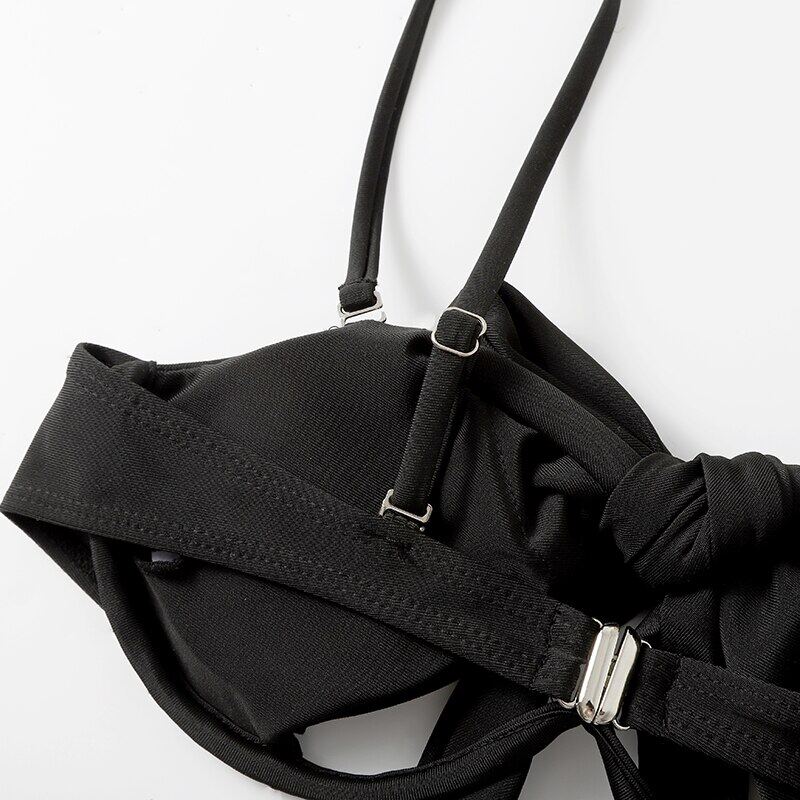 Happybuyner Girl Swimwera Summer Plain Women Multi-purpose Hanging Neck Swimsuit Tops with Removable Shoulder Strap_voghion.com