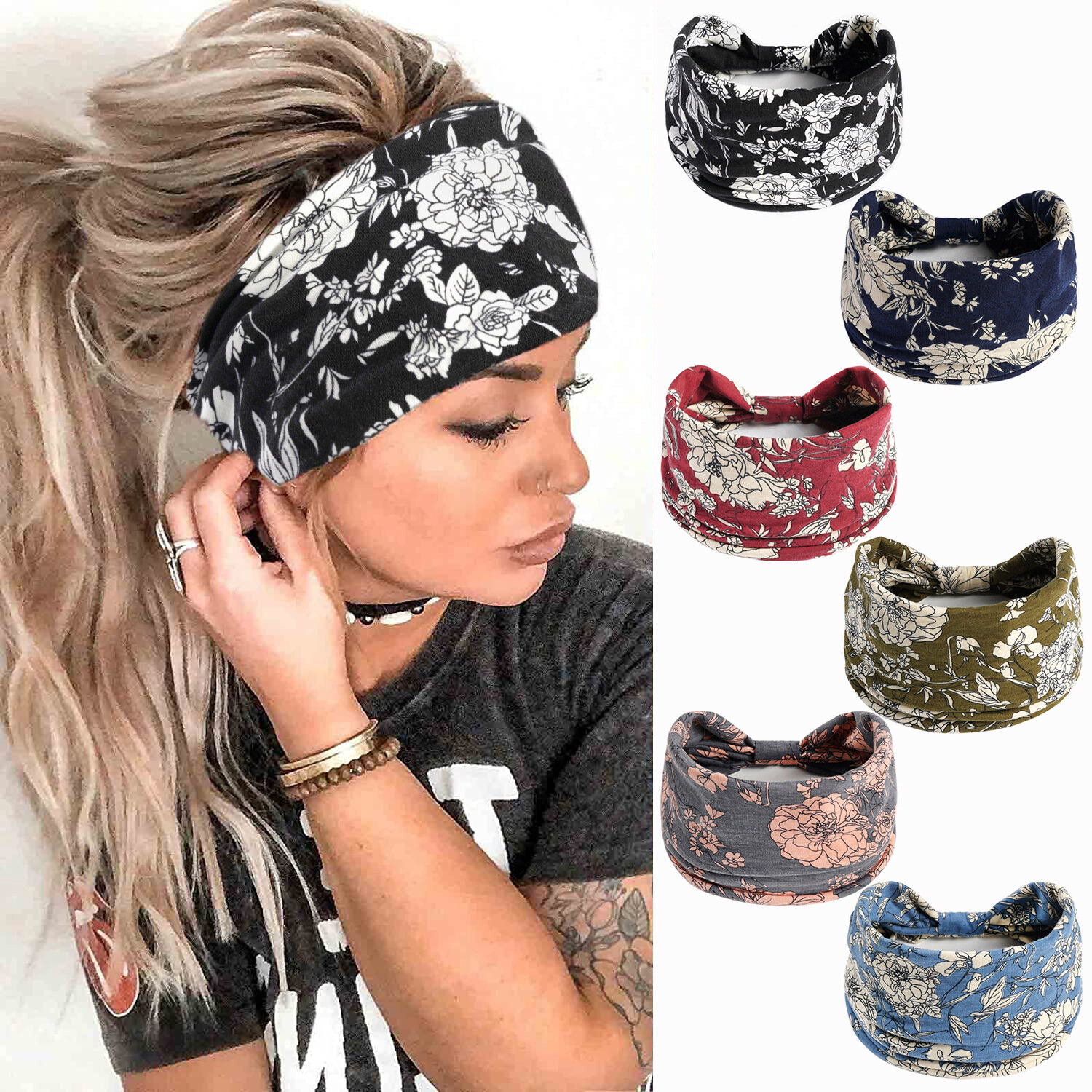 Tập thể dục in bờm tóc đàn hồi bông Headband phụ nữ Phụ kiện tóc đồ đội đầu Yoga thể thao Headband
