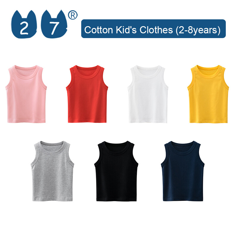 27Kids Store Child's Sleeveless vest shirt tank top Baby Boys Girls (1Y-8Y) 2023 for kids boys Summer ราคา 152 บาท*ส่งฟรี