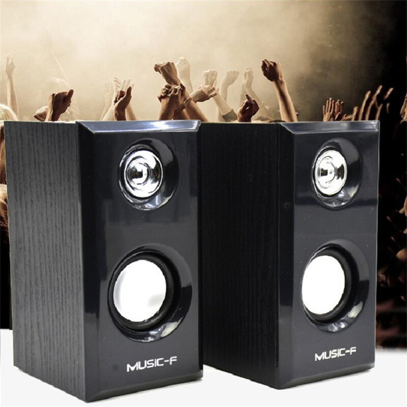 USB Speakers Usb Powered Surround Sound Wooden Speakers Desktop Wired Loudspeakers Bass Stereo Subwo