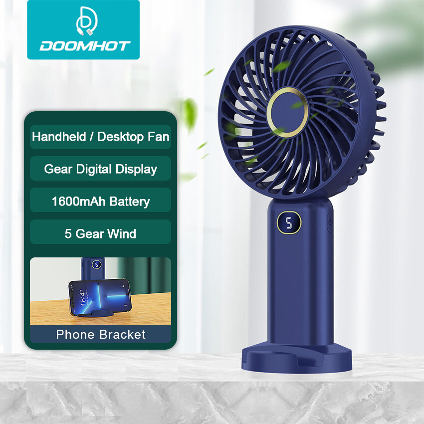 DoomHot USB Handheld Small Fan Mini Portable Fan LED Digital Display Foldable Handheld Fan Telescopic Folding Fan Dormitory Rechargeable Fan Quiet Fashion Fan Low Noise Flexible Fan ราคา 153 บาท*ส่งฟรี