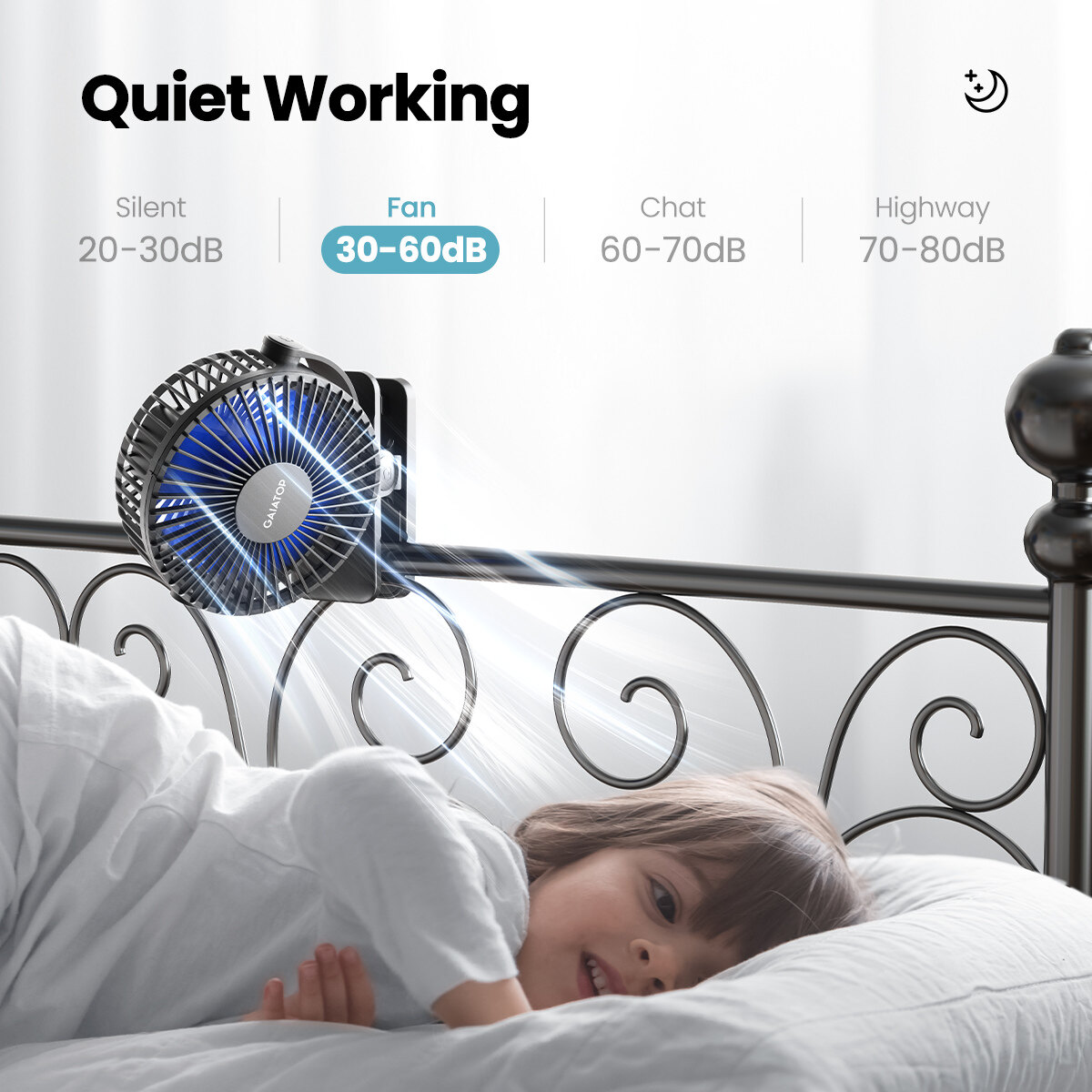 Gaiatop 4" Portable USB Clip Fan with 2000mAh Battery, Type-C Charging, 360° Adjustable for Baby Stroller, Office & Travel ราคา 359 บาท*ส่งฟรี