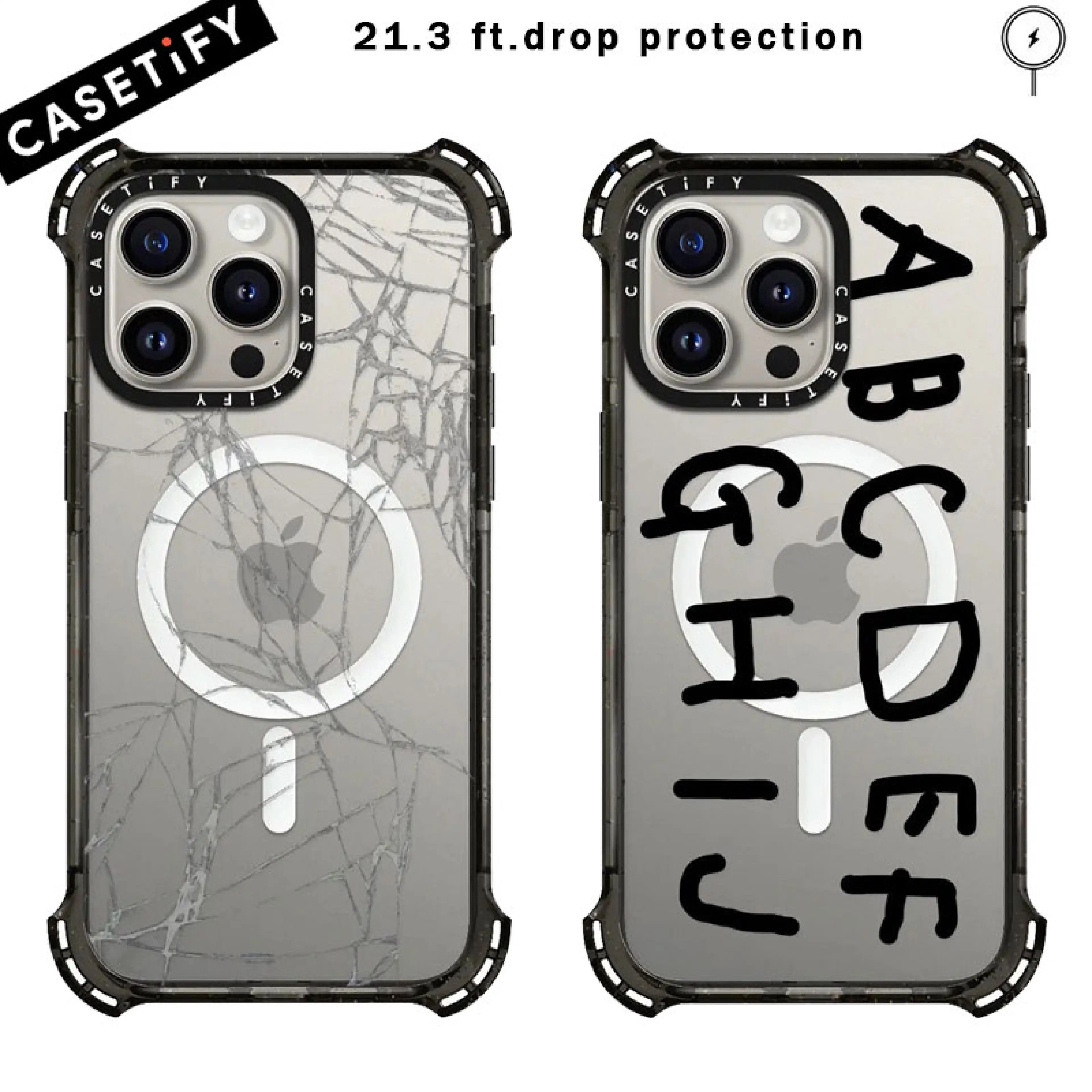 【21.3 ft.drop protection】Original CASETiFY Letter Bounce Case with Magsafe for iPhone 16 Pro Max / iPhone 15 Pro Max / iPhone 14 Pro Max / iPhone 13 Phone Case Protective Cover