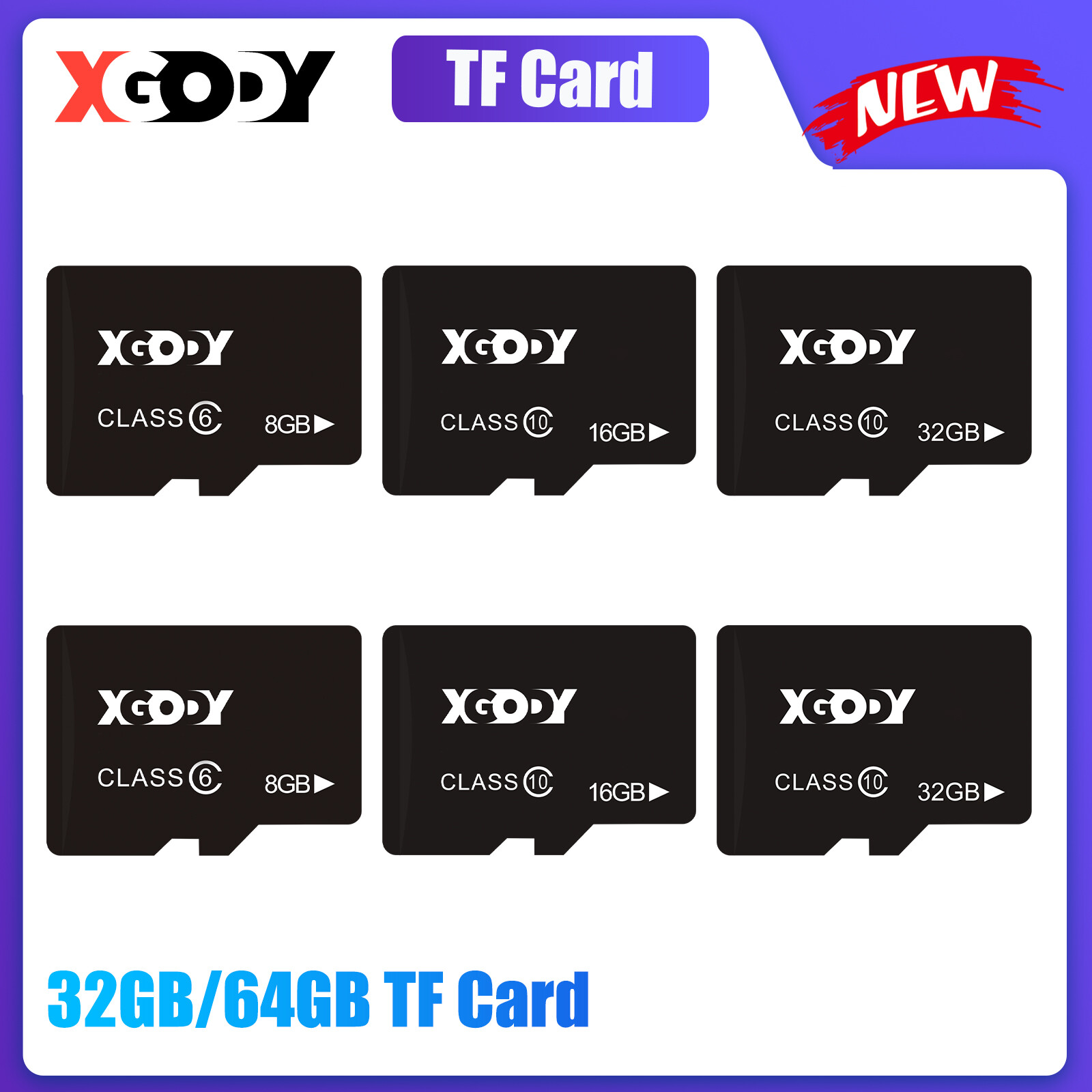 XGODY MicroSD Mini TF Card 64GB 32GB Memory Card Class 10 MicroSD - ยี่ห้อ Xgody ราคา 237 บาท*ส่งฟรี