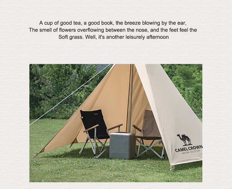 CAMELCROWN Camel Outdoor Camping Indian Tent Portable Folding Large Pyramid Cotton Tent Rainproof · v25