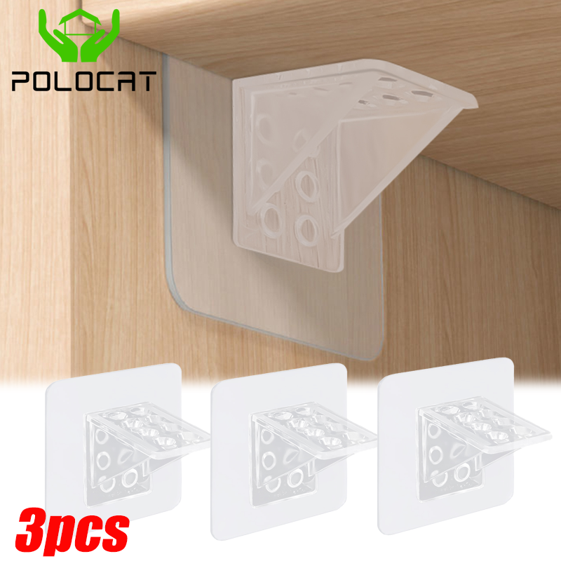 Polocat 1/3 cái đỡ giá móc kẹp kệ tủ đỡ giá cho tủ quần áo chốt dính móc treo tường giá đỡ phân vùng nhiều lớp không cần đục lỗ
