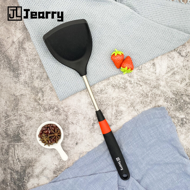 Gambar Jearry 304 Stainless Steel Silicone Spatula Heat Resistant Food Grade Silicone Turner Kitchen Utensils