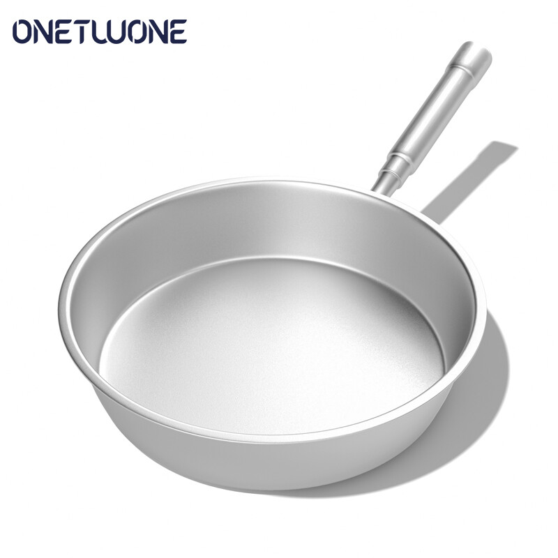Onetwone 28cm pure titanium flat pan High-end cooking pot gas and induction frying pan with long handle non-stick wok ราคา 5,513 บาท*ส่งฟรี