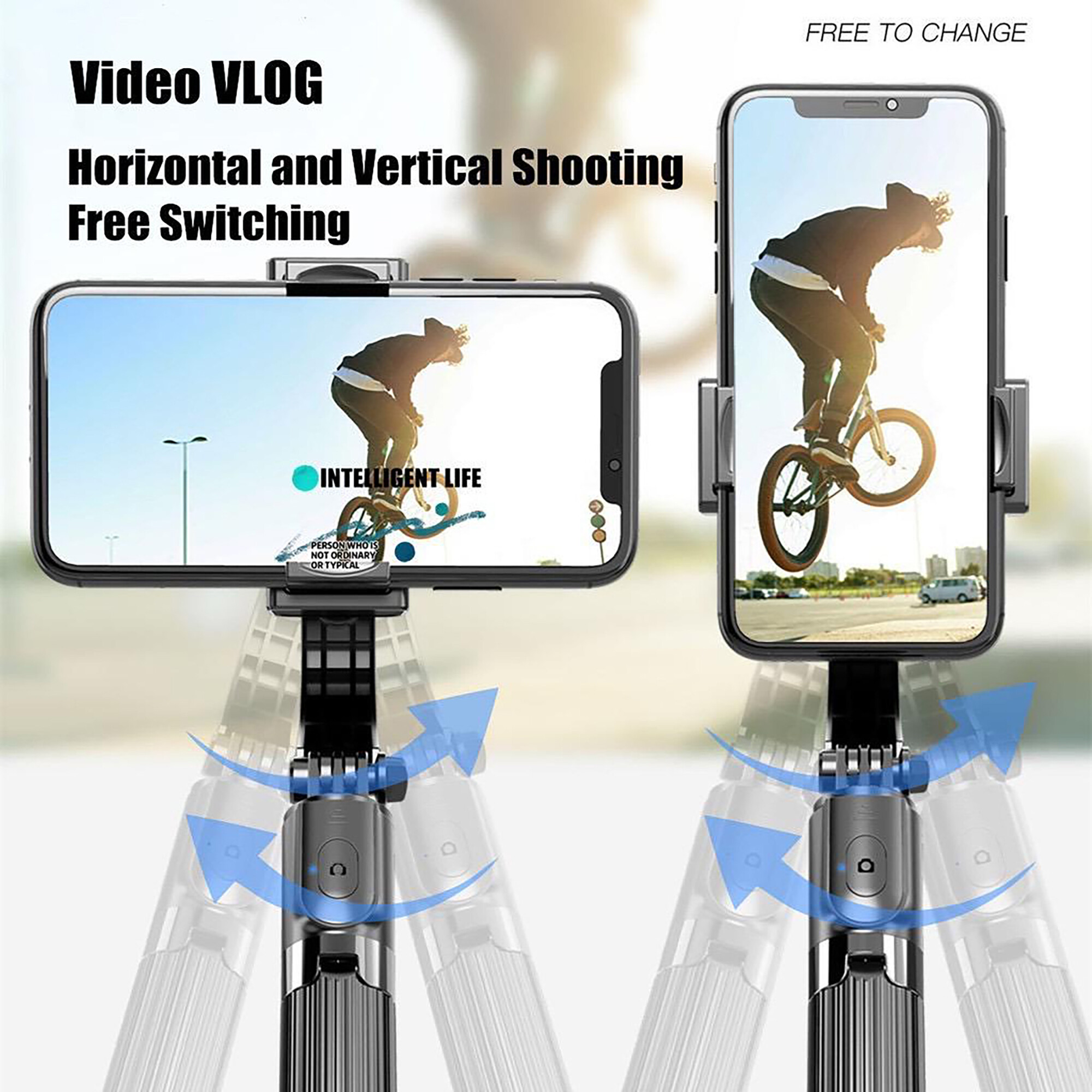 Gimbal Stabilizer Selfie Stick Mit Bluetooth Stativ Für Vlogs_voghion.com