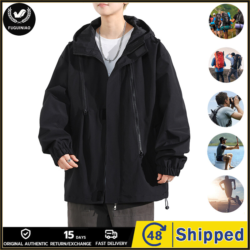 FUGUINIAO Outdoor Jacket Sunscreen Summer Casual Sport Waterproof Riding Tactical Outerwear Hoodie Windbreaker Jacket Coat ราคา 509 บาท*ส่งฟรี