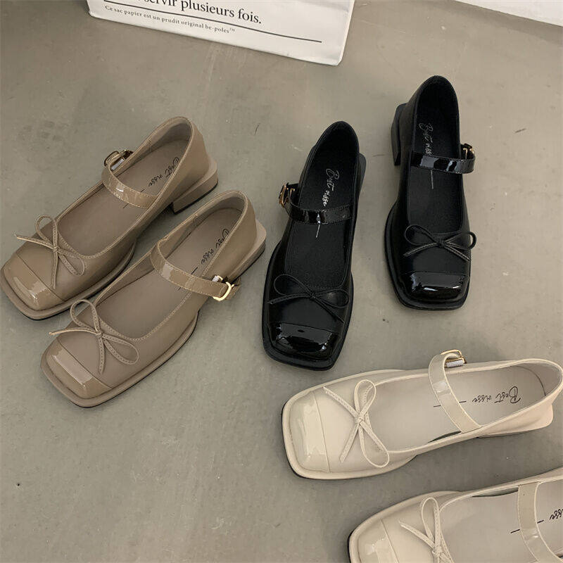 Giày Một Lớp Mẫu Mới Xuân Hè Gót Thấp Miệng Nông Giày Nữ Quai Ngang Mary Jane Năm 2022 Giày Thời Trang Phong Cách Dịu Dàng Ngọt Ngào 14