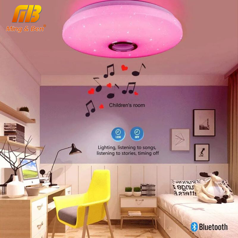 Ming&Ben hiện đại RGB đèn trần 13 inch chiếu sáng nhà ứng dụng từ xa nhạc bluetooth đèn đèn trần thông minh với điều khiển từ xa AC220V