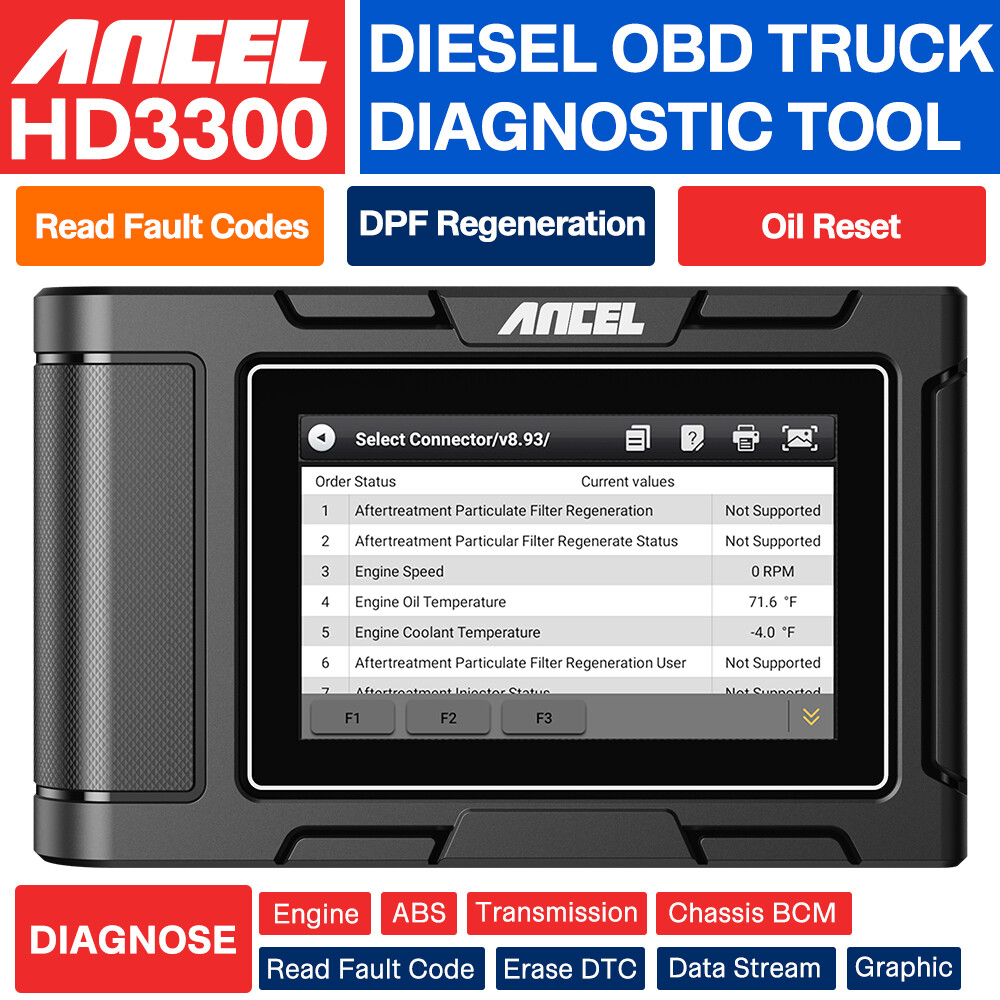ANCEL HD3300 24V Heavy Duty Diesel Truck Diagnostic Scanner Car Full System DPF Regeneration Oil Reset for Volvo Isuzu Fuso ราคา 10,250 บาท*ส่งฟรี