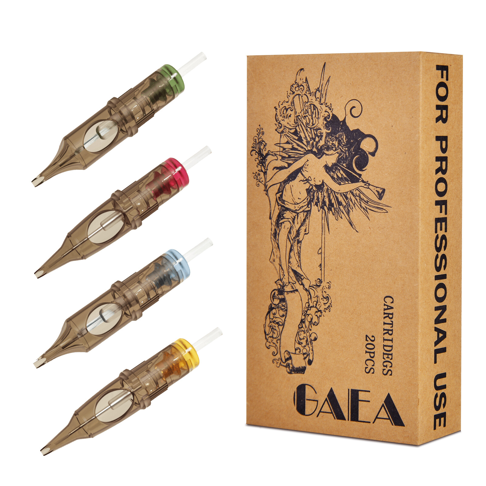  GAEA Tattoo Cartridges Needle Tattoo Machine Accessories 20Pcs Box #10 Standard Assorted Disposable 0.3mm Tattoo Needles Cartridges Disposable Needles for Tattoo Artist 