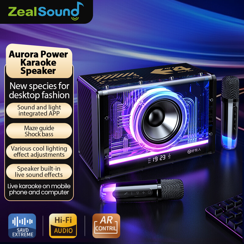 Zealsound Bluetooth Machine for Adults Kids with Two Wireless Microphones, Portable Speaker with LED Lights for Party D19 ราคา 1,336 บาท*ส่งฟรี
