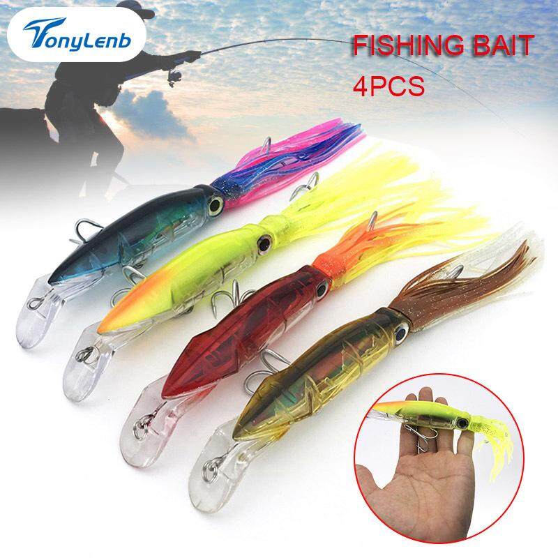 4pcs Artificial Octopus Squid Skirt Lures Bait Saltwater Soft Fishing Lures