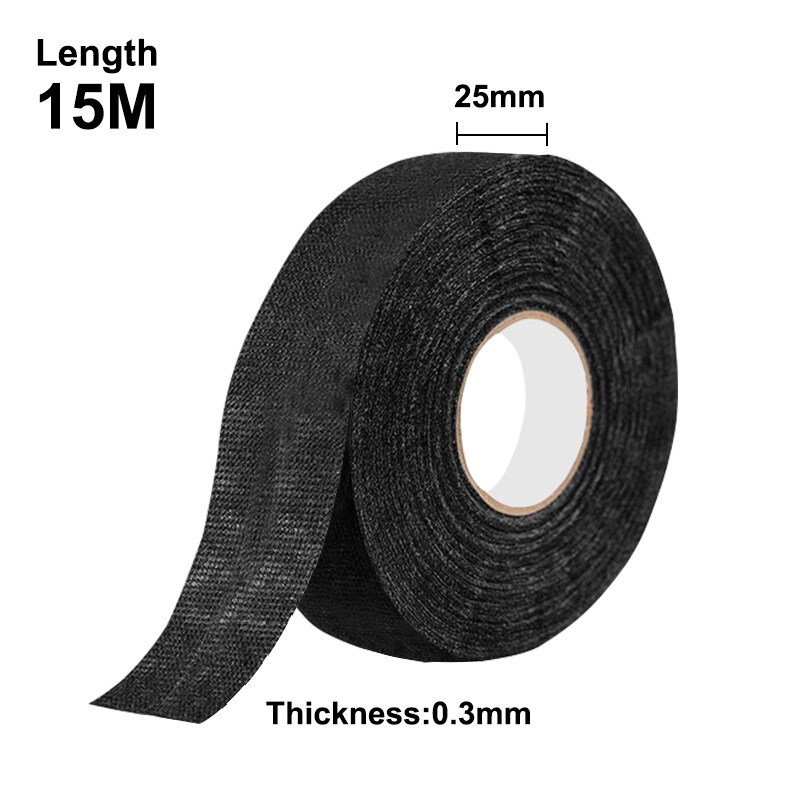 Black Insulation Tape, Self Adhesive Cloth Car Tape Wiring Harness Tape,  Anti-squeak Rattle Felt Insulation Tape For Car Mmoto (19mm X 15m)