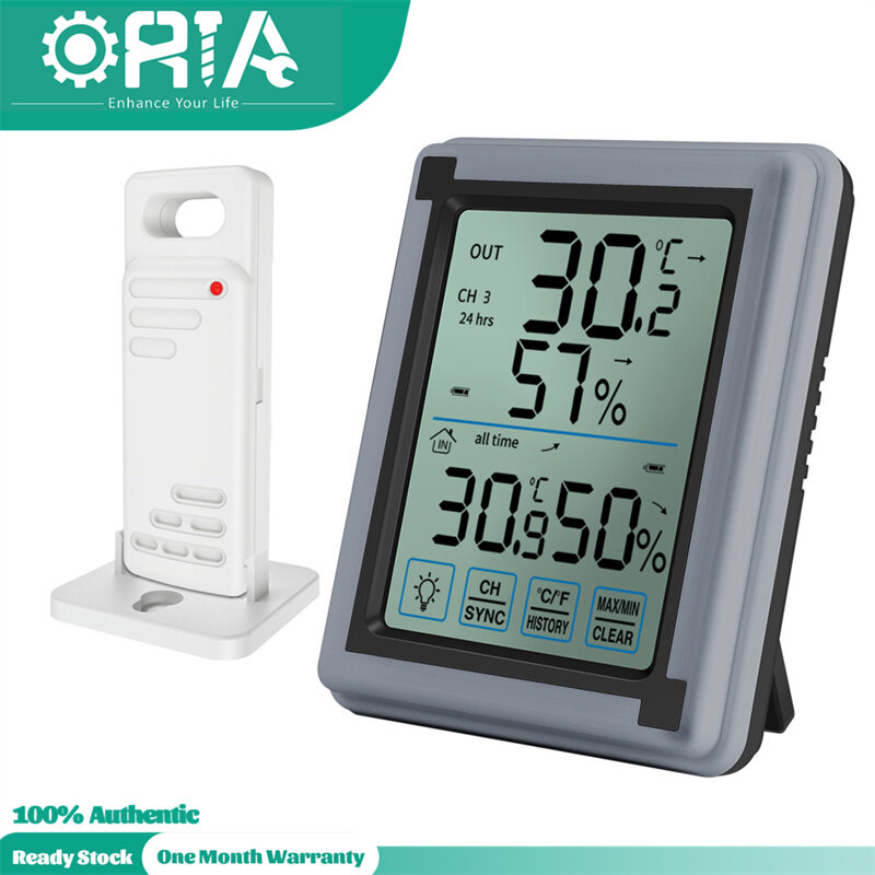 ORIA Nhiệt Kế Phòng Không Dây Kỹ Thuật Số Tủ Lạnh Nhiệt Kế Tủ Đông Với 2 Cảm Biến Không Dây Chuông Báo Âm Thanh Nhiệt Độ Ngoài Trời Trong Nhà Đo Đối Với Văn Phòng Nhà Cửa Nhà Hàng