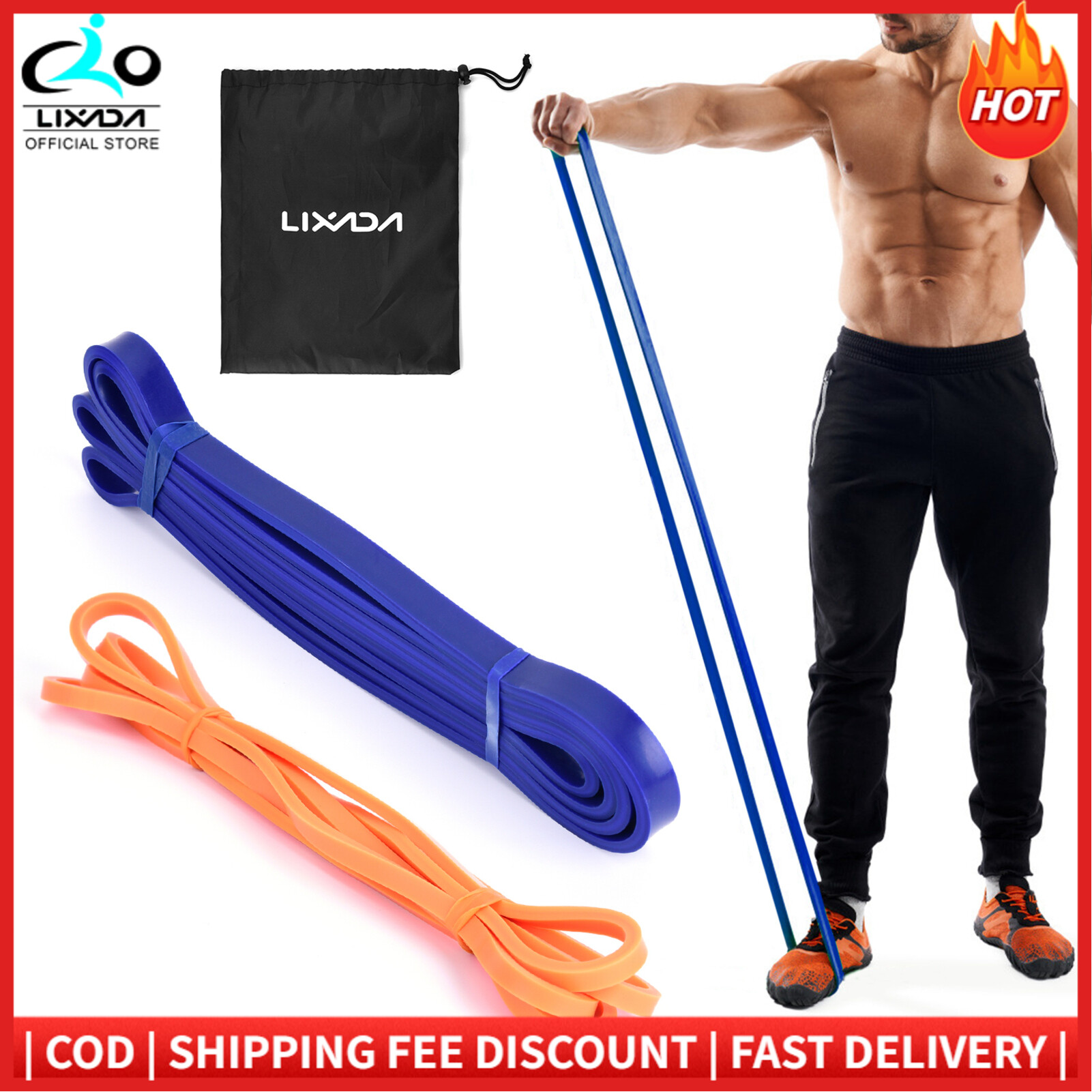 LIXADA 2 Pcs Vòng Dây Kháng Lực Với Balo Du Lịch Gấp Gọn Cao Su Thiên Nhiên Kéo Lên Đai Hỗ Trợ Phòng Tập Thể Dục Nhà Tập Thể Dục Yoga Rèn Sức Mạnh Đàn Hồi Tập Thể Dục BĂNG TẬP Luyệt