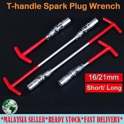Spark Plug Removal Tool T-Handle Flexible Spanner Socket Garage Car Engine - View #3