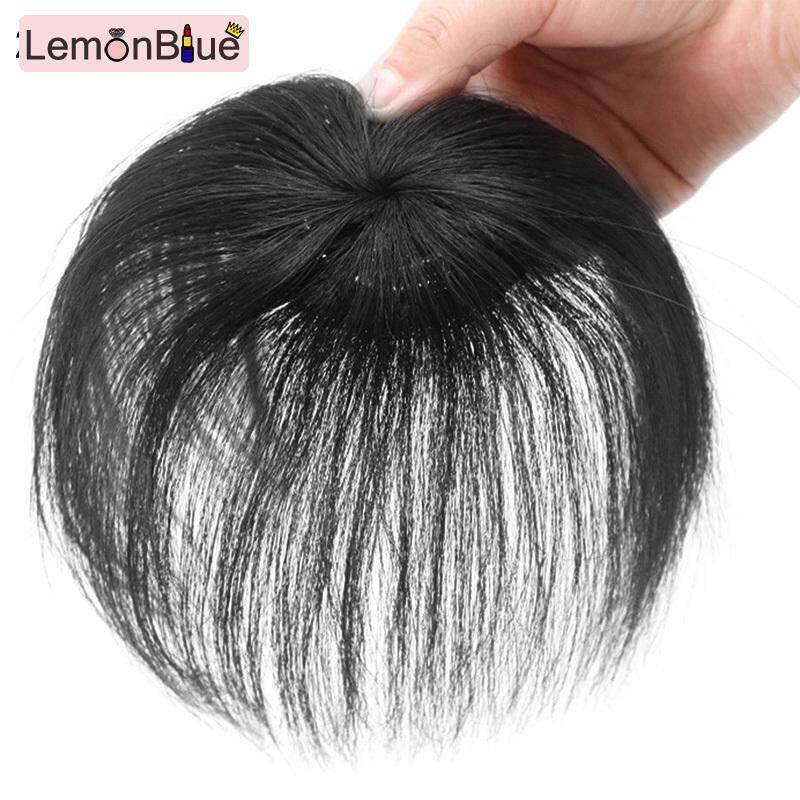 Gambar LemonBlue Clip On Hair Topper Straight Extension Cover White Sparse Hair Hairpiece Natural black+20cm