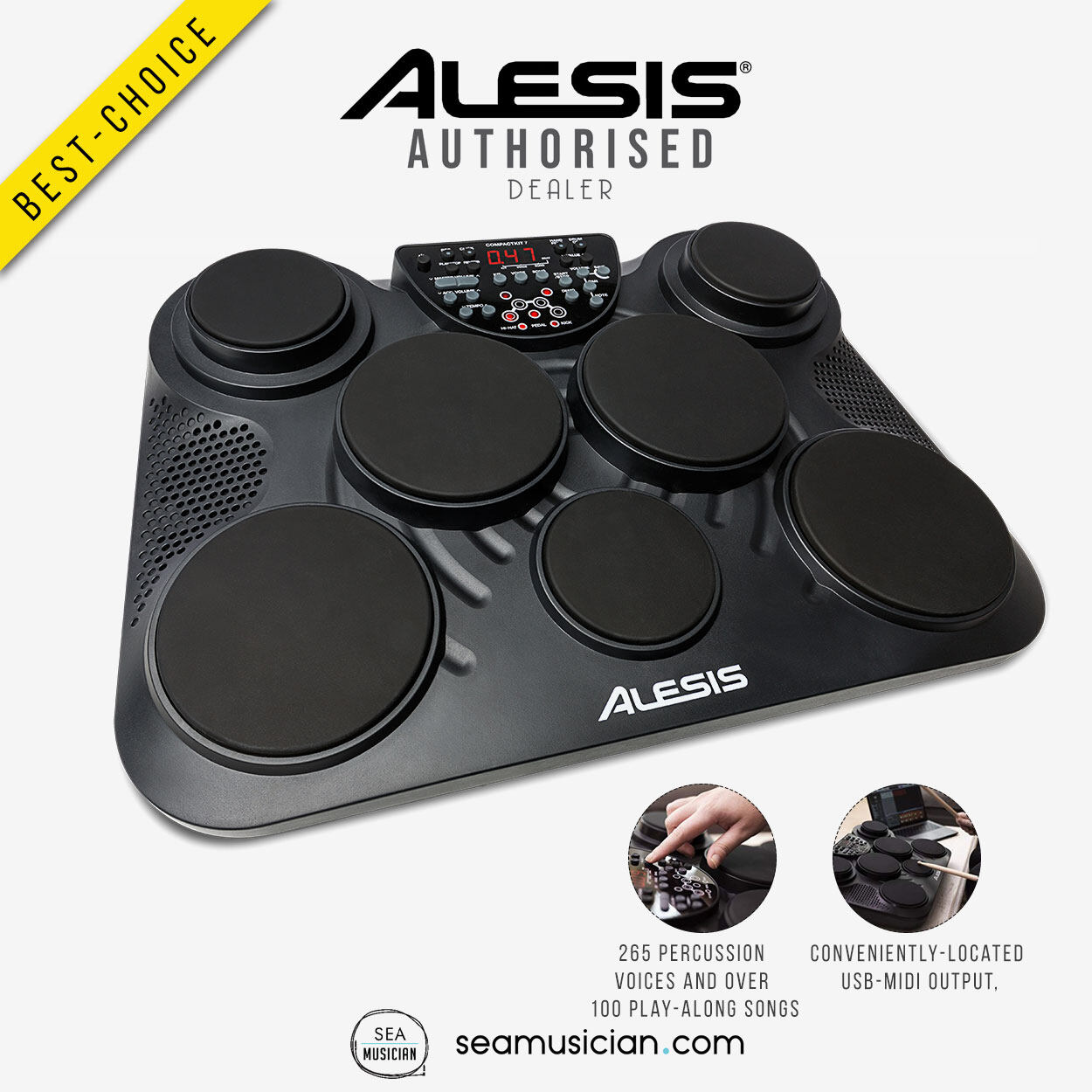 ALESIS COMPACTKIT 7 7-PAD PORTABLE DIGITAL TABLE TOP DRUM SET