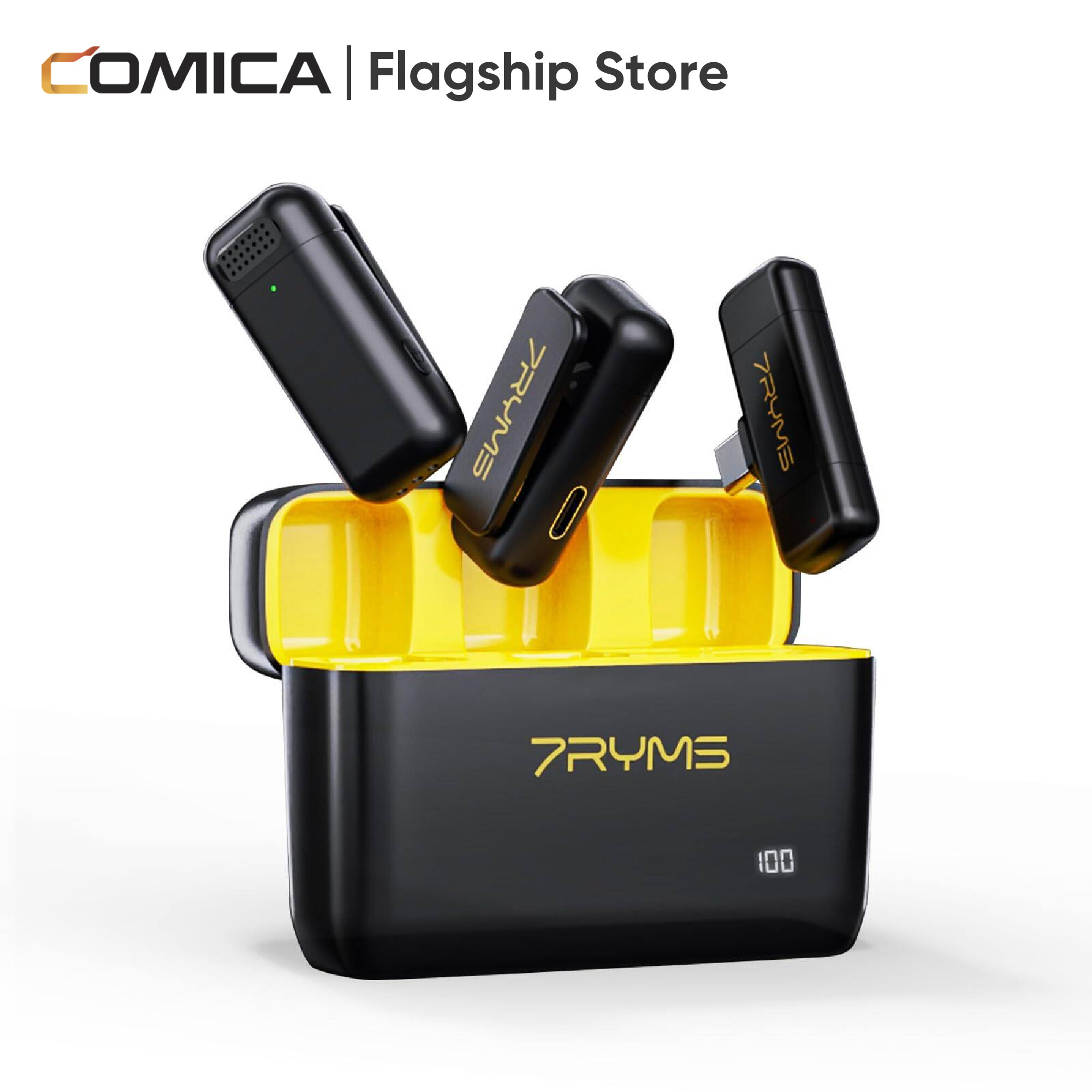 7RYMS Rimo S1 Micro dây chuyền Không Dây Cho iPhone Android Ve Áo Microphone Cho ghi video Với khử tiếng ồn, Sạc Trường Hợp, 8H Tuổi thọ Pin, được chứng nhận MFI Mini Micro không dây