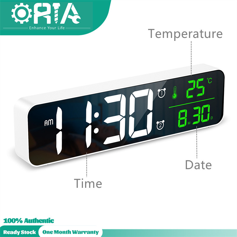 ORIA Đồng Hồ Kỹ Thuật Số Đồng Hồ Báo Thức LED Màn Hình Lớn Đồng Hồ Treo Tường 10.5 Inch Cho Phòng Khách Phòng Ngủ Văn Phòng Trang Trí Với Đèn LED Hiển Thị Nhiệt Độ Ngày Tháng Điện Tử Đồng Hồ Để Bàn Hiện Đại Thông Minh Độ Sáng Tự Động Quà Tặng Đẹp Cho Trẻ