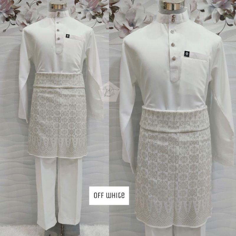 Baju Nikah Kahwin Putih Off White Murah Baju Melayu Cekak Musang Sampin Lazada
