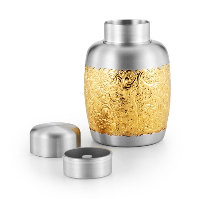 Gambar Royal Selangor Isthmus Collection Pewter Airtight Tea   Coffee Caddy (L) with 24K Gold Plating Gift